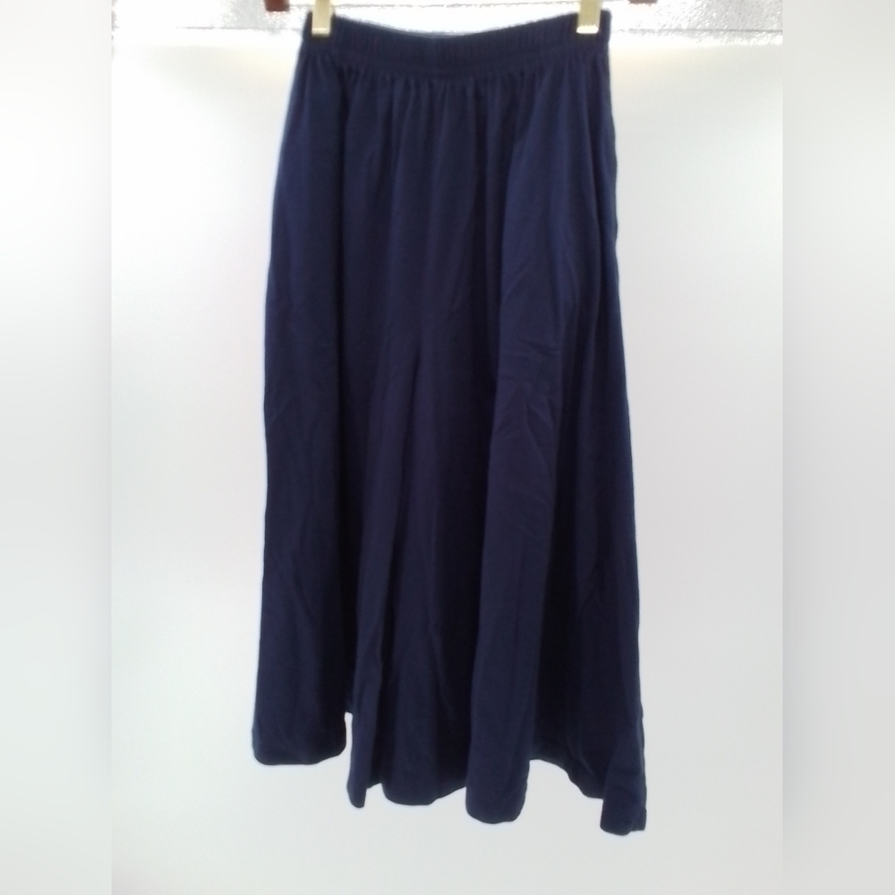 LANDS End Vintage Womens Wide Leg Cropped Flowy NAVY BLUE Coulottes sz Sm 6-8